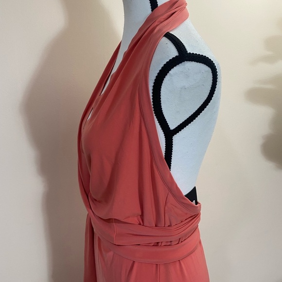Norma Kamali Boho Halter Coral Pink Jumpsuit Playsuit Romper size Large NWT - Picture 8 of 12
